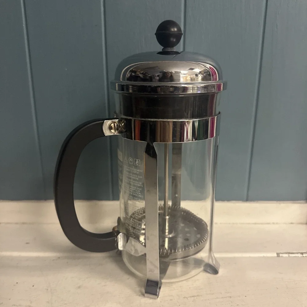 Bodum French Press Coffee Maker #157 Steel / Black 4 Cup 32 oz Made in Portugal‎